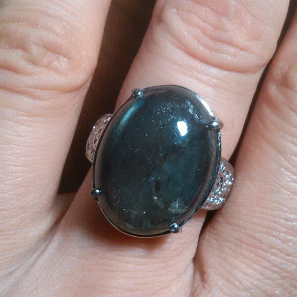 Madagascar Fire Labradorite Stainless Steel Ring (Size 8) - Picture 1 of 16
